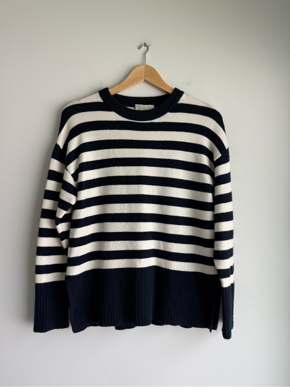 Industry Navy Ivory Striped Knit Sweater Size M